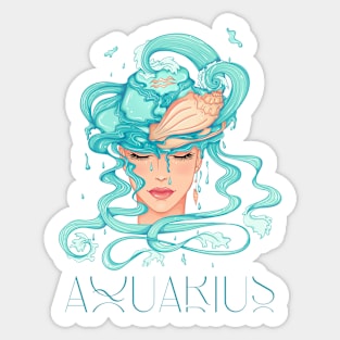 Aquarius Zodiac Sign Beautiful Girl Sticker